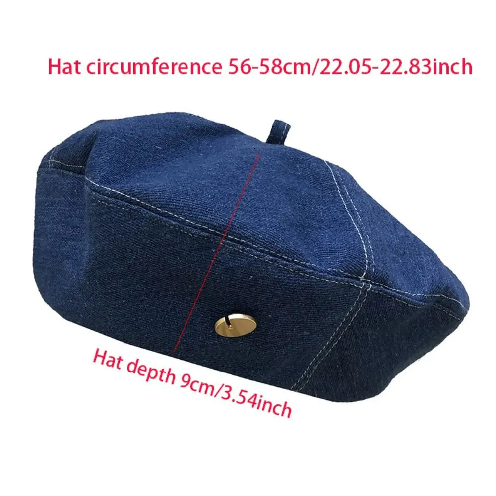 Womens denim beret jeans beret painted hat spring bunny hat vintage octagonal hat womens outdoor casual sun hat 241007