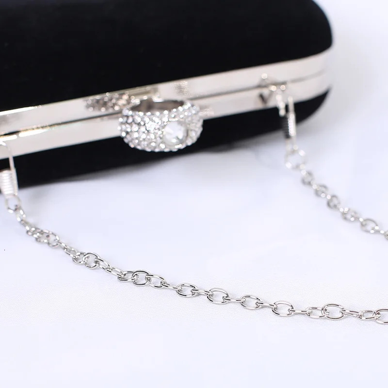 Retro blue velvet womens small clutch fashionable and exquisite rhinestone ring handbag elegant and fashionable wedding party evening bag 241008