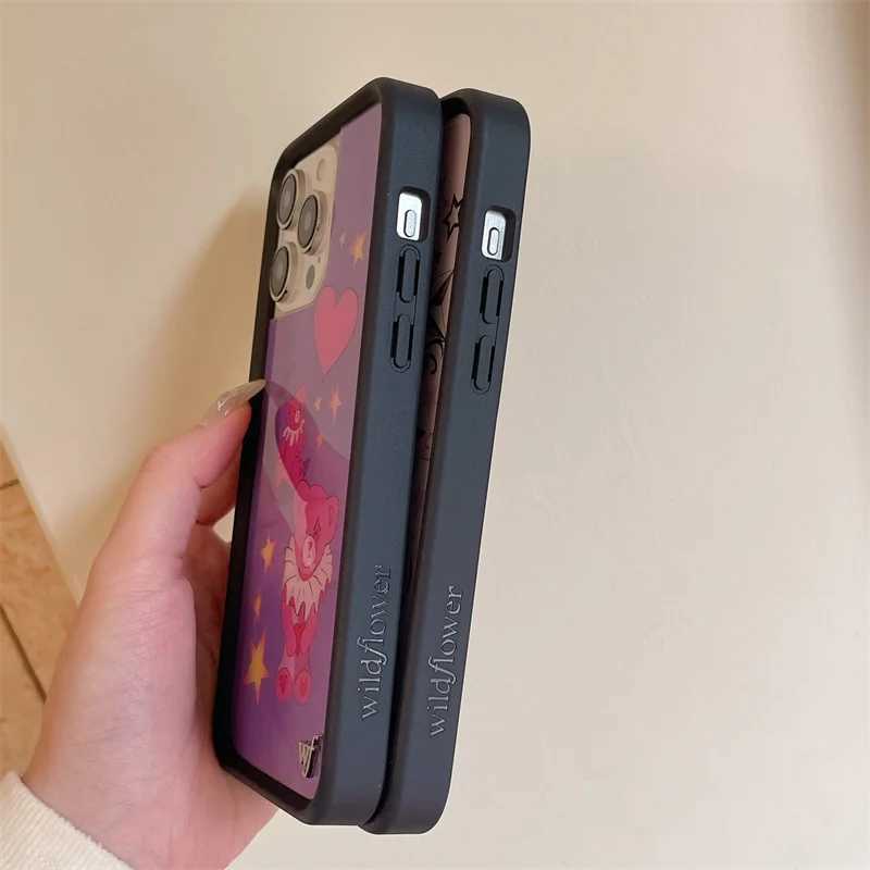 Designer Phone Case Wildflower 3D Leopard Cherry phone case suitable for iPhone 16 15 13 12 Pro Max Plus 16 Pro 15 Pro WF Dream Bear Cute Cover Fund M