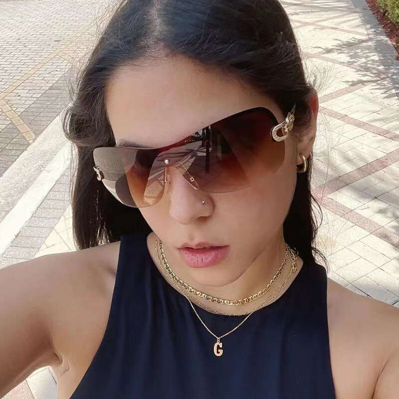 One-Piece Rimless YURERSH Sunglasses Women 2000s Y2k Babys Heart Sun Glasses For Female Wraparound Shades Eyewear Sunglass Y120 glass