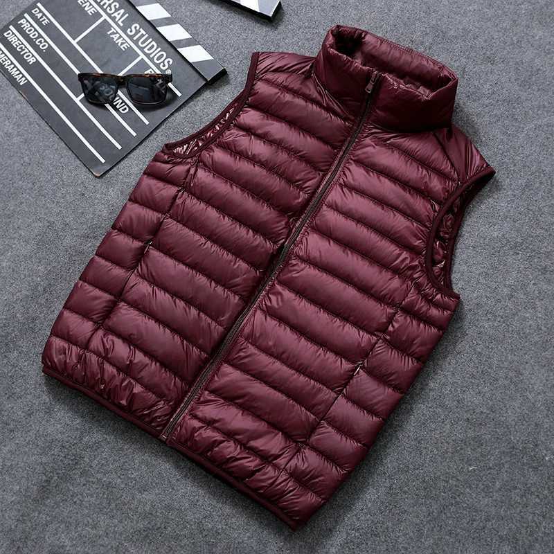 Ultra Light Slim Down Coat Men Winter Stand Collar Thin Jacket Men Windproof Padded Waistcoat Sleeveless Portable Duck Down Vest LX241009