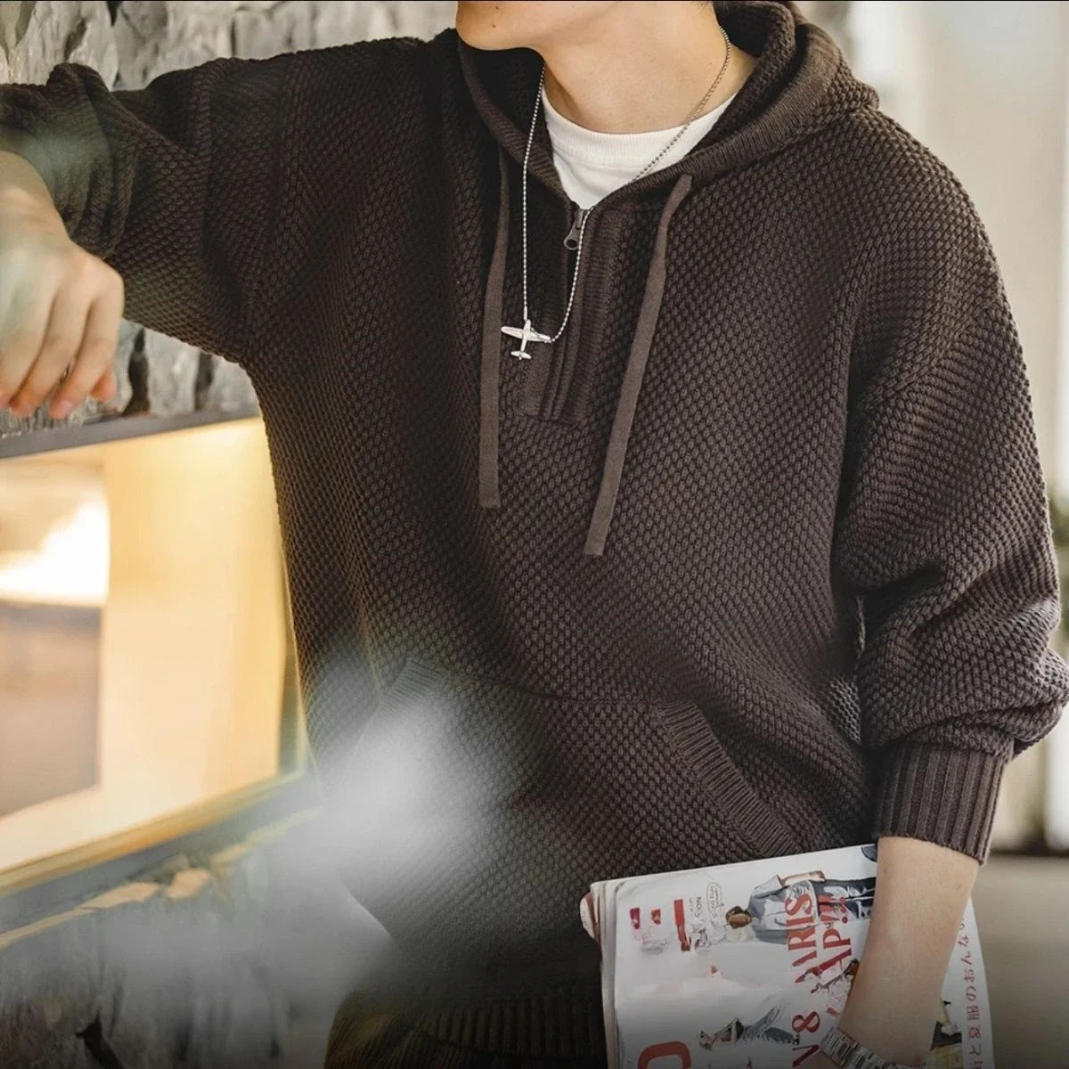 mens sweater jacket with zipper for autumn and winter casual Korean review Knitted cardigan wool sweater mens original open competition 241007