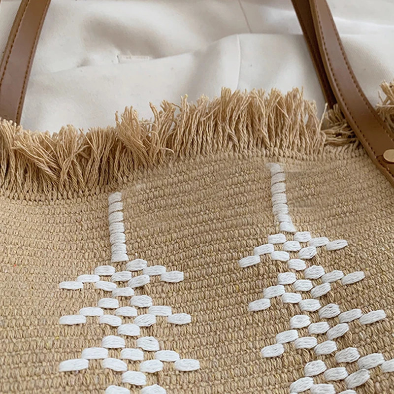 Womens shopping bag large capacity canvas handbag with edge reusable for summer beach contrasting color travel shoulder bag 241008