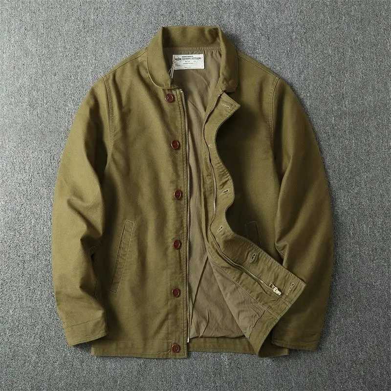 American Retro Lapel Workwear Jackets Fashion Mens Loose Casual High Street Jacket Men Tops Overcoat Male Clothes LX241009