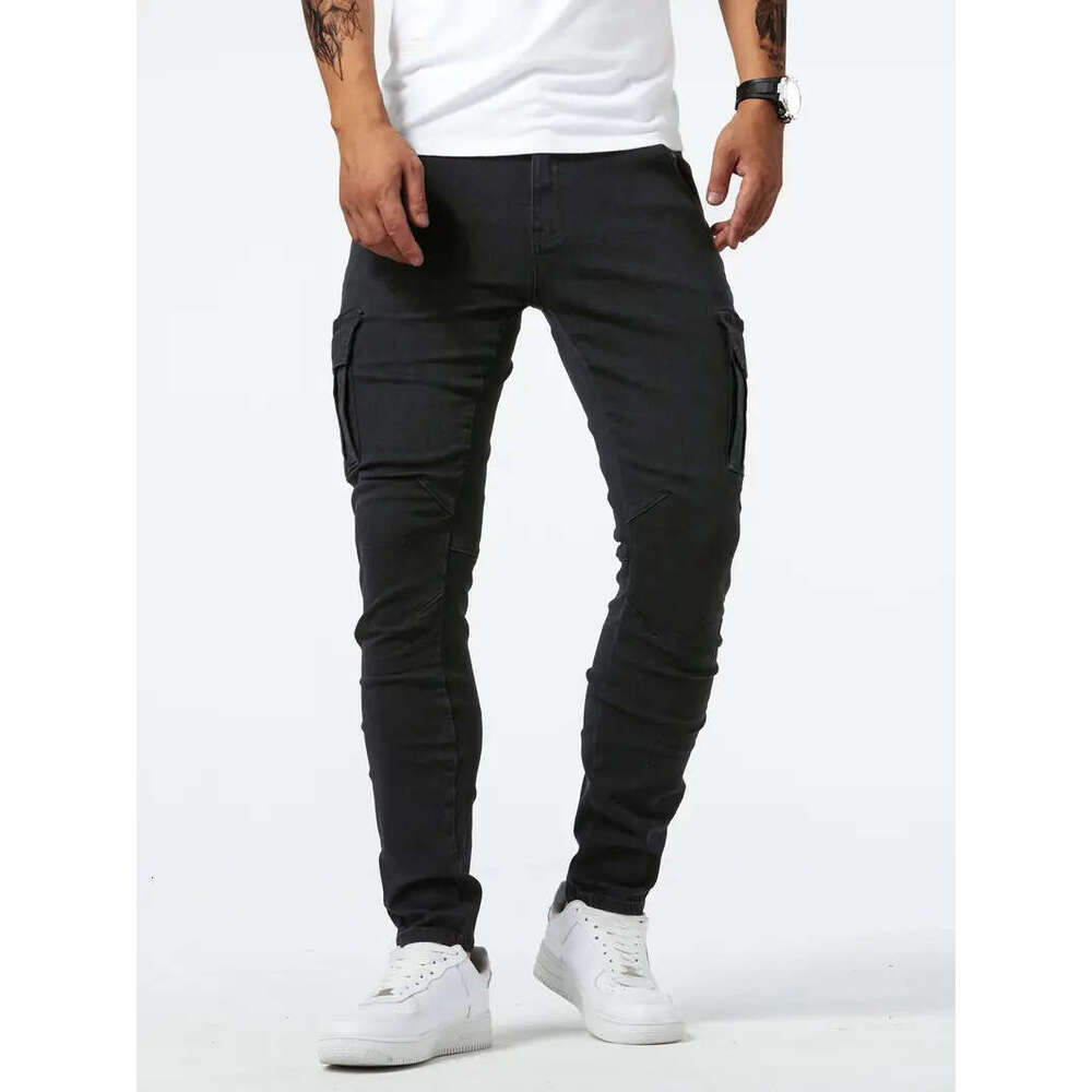 New Season Washing Process Alphabet Trendy Jeans for Men with Stretchable and Comfortable High-Waisted Loose Fit Denim Pants
