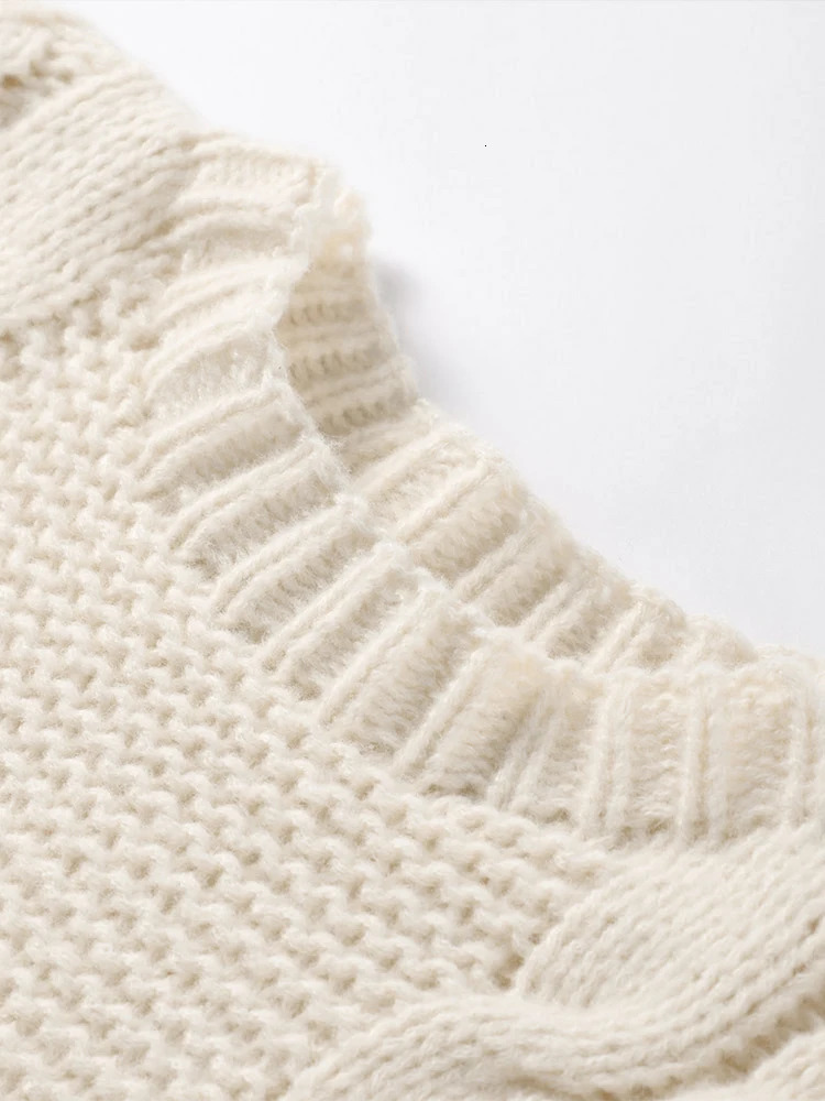 Knitted womens oversized sweater with twisted and unique turtle neck long lantern sleeves casual solid jumper top lazy thick 241007