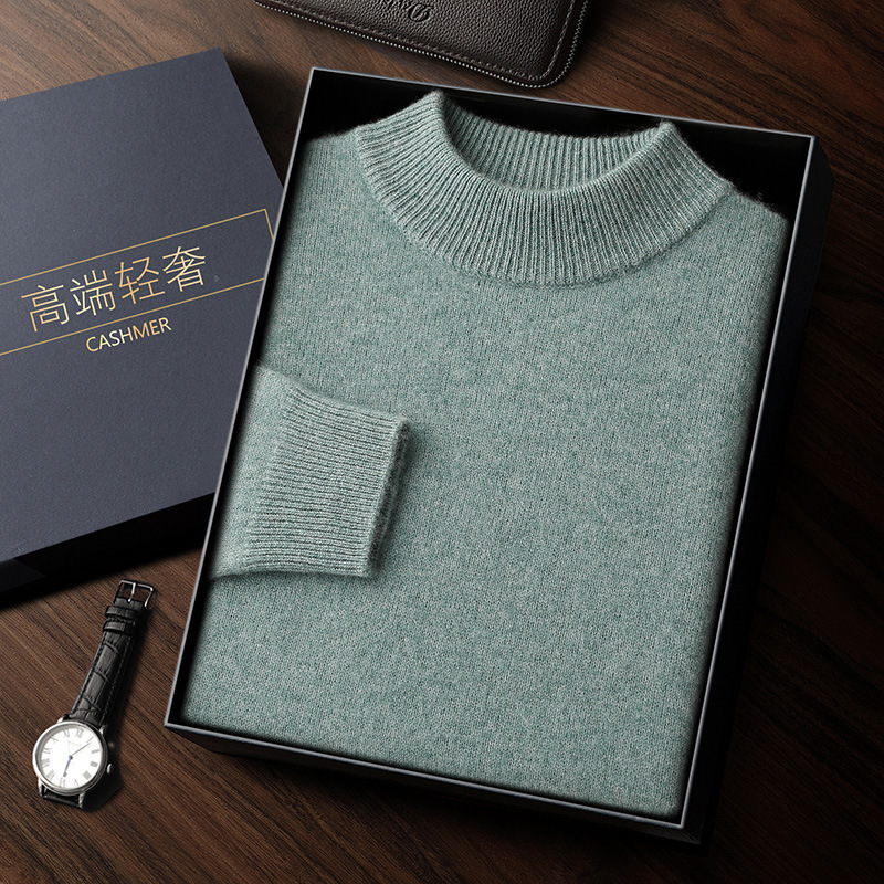 2025 new model New Designer Winter Needle trend Double Strand Thick Men s Solid Color Cashmere Round Neck Knitted Sweater Men s Plus Size Woolen Sweat