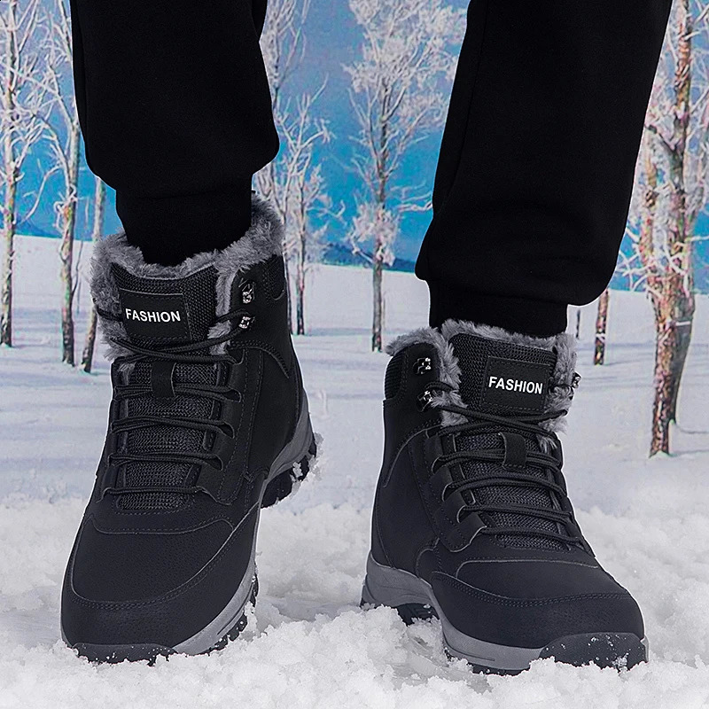 Mens winter snow boots womens waterproof sports shoes super warm mens boots outdoor mens hiking boots work travel shoes size 37-47 240923