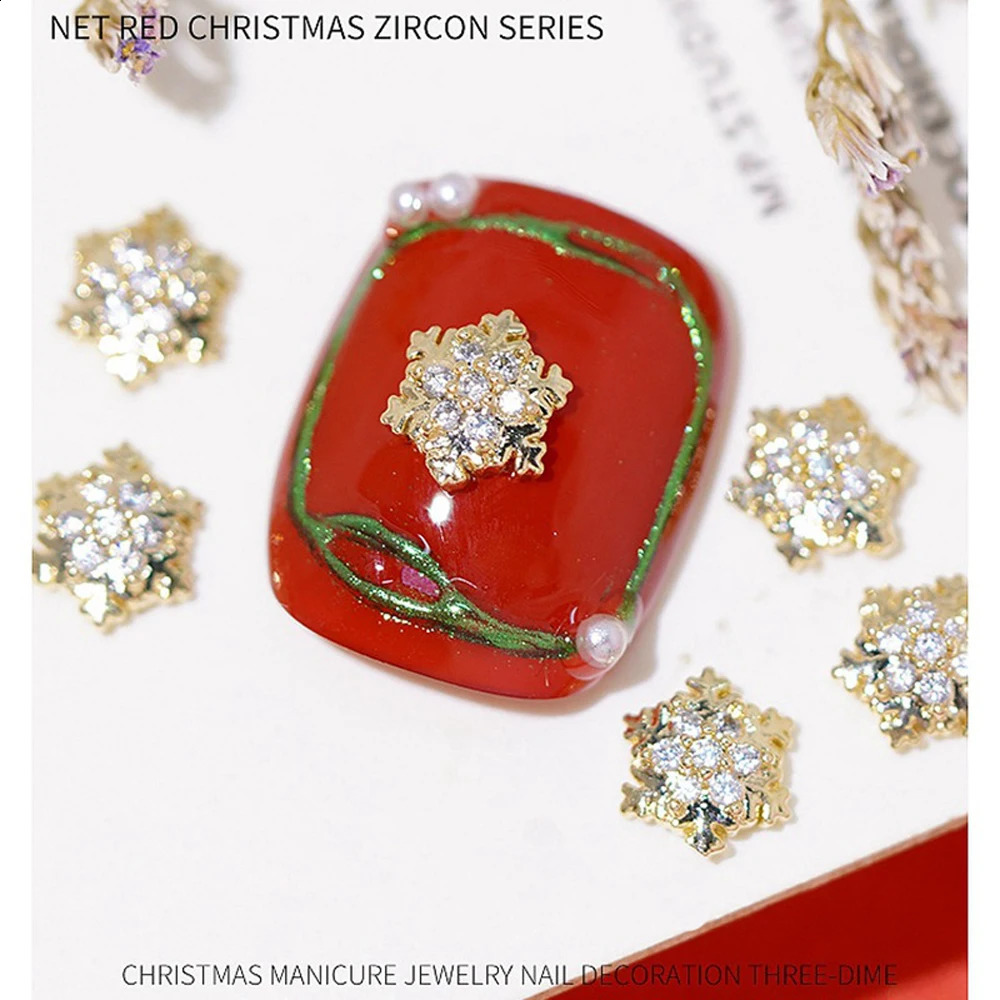 5 Christmas nail zircon charm snowman snowflake reindeer small bell tree nail gemstone Year nail art accessories 241008