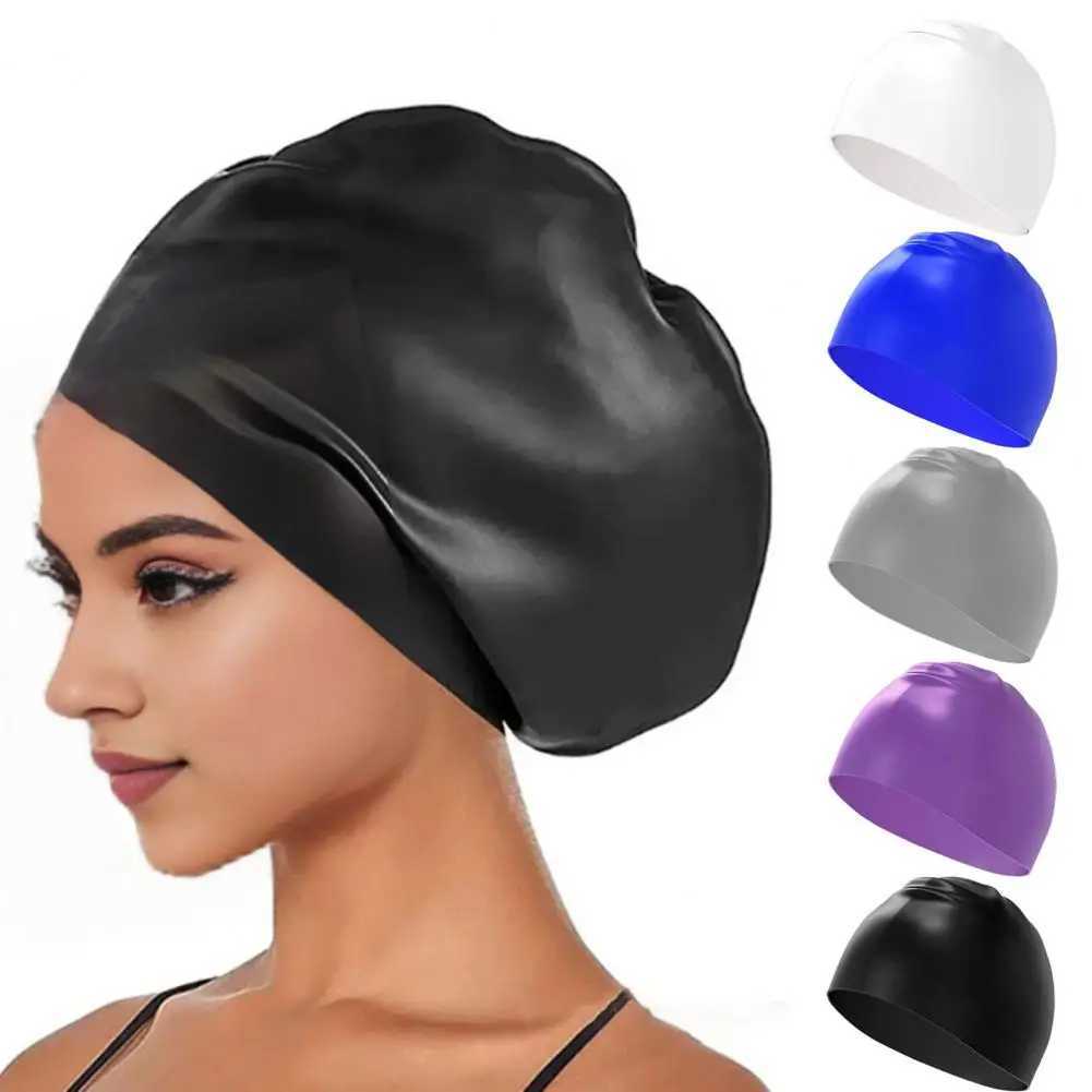 Super sized swimming cap swimming cap elastic waterproof hair care adult long hair professional swimming cap CL241009