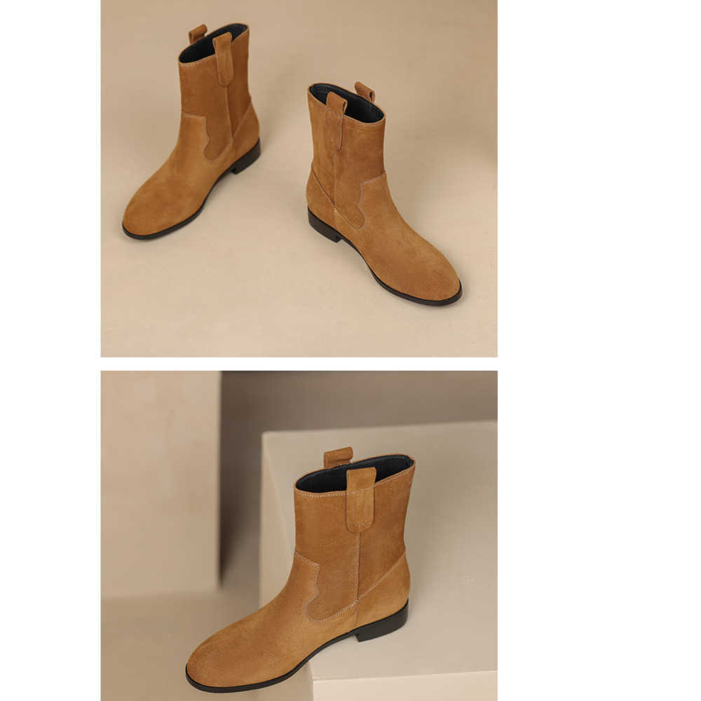 Round Toe Fashion Boots Flat Bottomed Short Boots For Women Autumn Winter Martin Boots Western Denim Boots Low Heeled Womens Shoes 240826