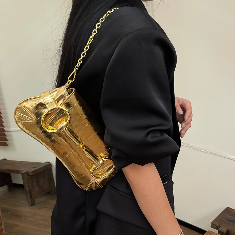 Chain Shoulder Underarm Gold Bags For Women Designer Handbag Purses 2024 New Fashion Commuting Large Capacity Crossbody