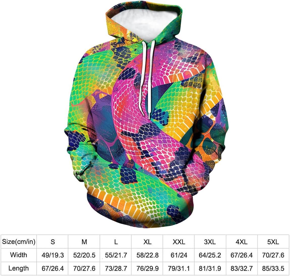 Hoodie for Mens Womens Mens Leopard Print Hoodies Colorful Graphic Hooded Fashion Snake Print Long Sleeve Pullover Sweatshirt With Pocket Graphic trac