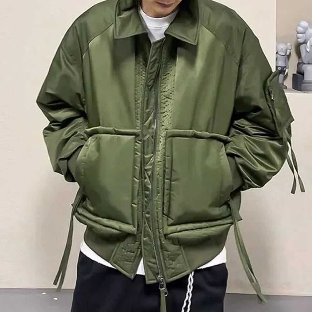 Mens Loose Down Jackets 2023 Autumn Winter New Trendy Warm Comfortable Versatile Stand-Up Collar Thickened Workwear Cotton Coats LX241009