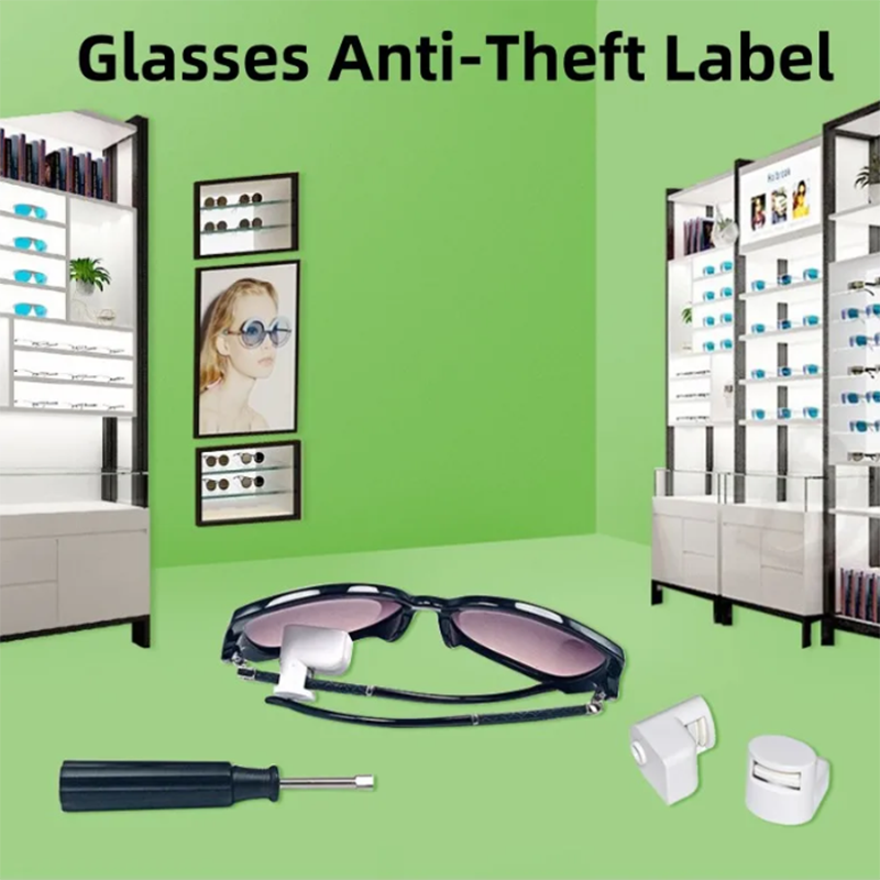 500PCS Glasses AM 58KHZ Hard Tag Security EAS RF 8.2MHZ Optical Anti Theft Sunglasses Alarm Tags with 3pcs Screwdriver Remover