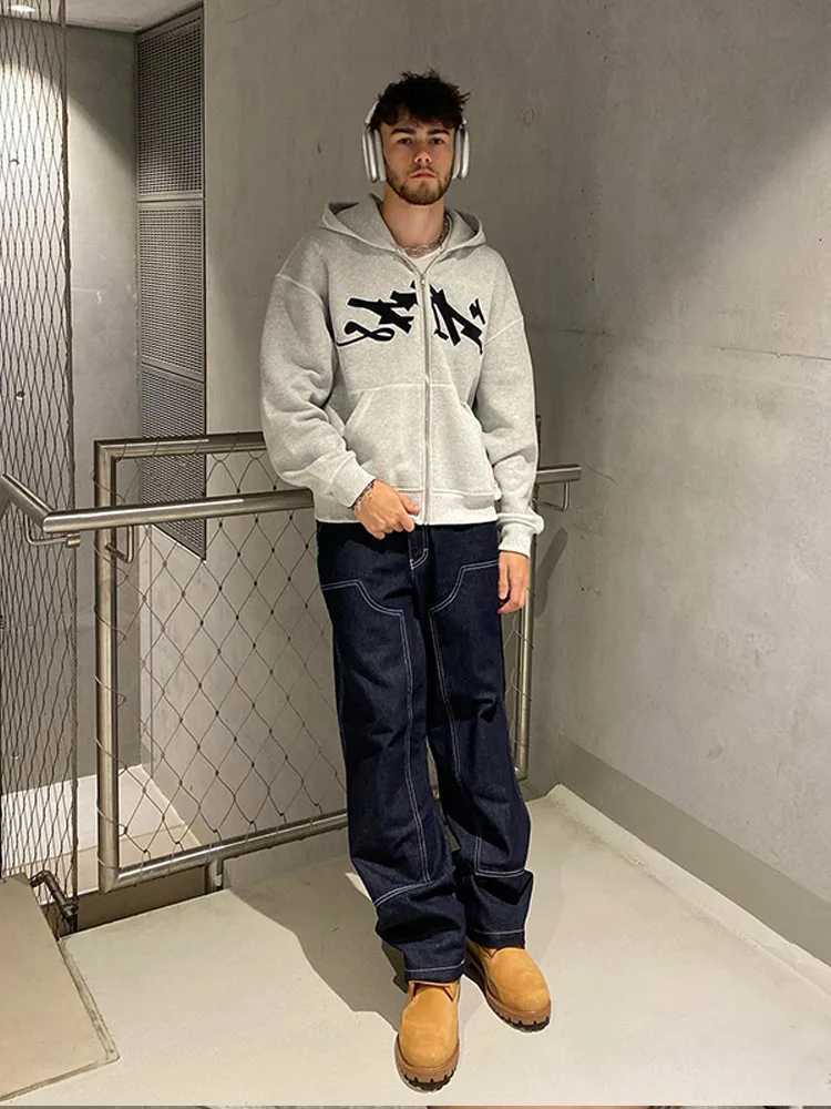 Men's Hoodies Sweatshirts Mens Tracksuits Fashion Tracksuit Men Suit Zipper Cardigan Jacket+Sweatpants Embroidery Running Fitness Basketball Q241
