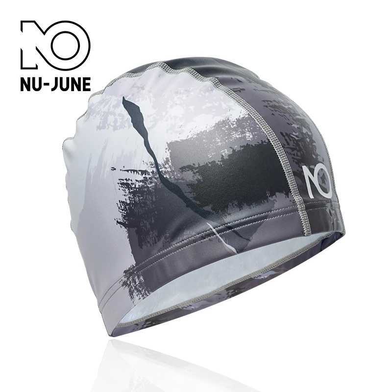 Nujune high elasticity swimming cap for adults waterproof stretchable comfortable ear care summer swimming pool shower cap CL241009