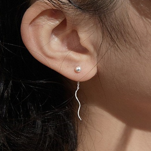 female niche design, round bead earrings, wavy es, personalized simplicity, internet celebrity