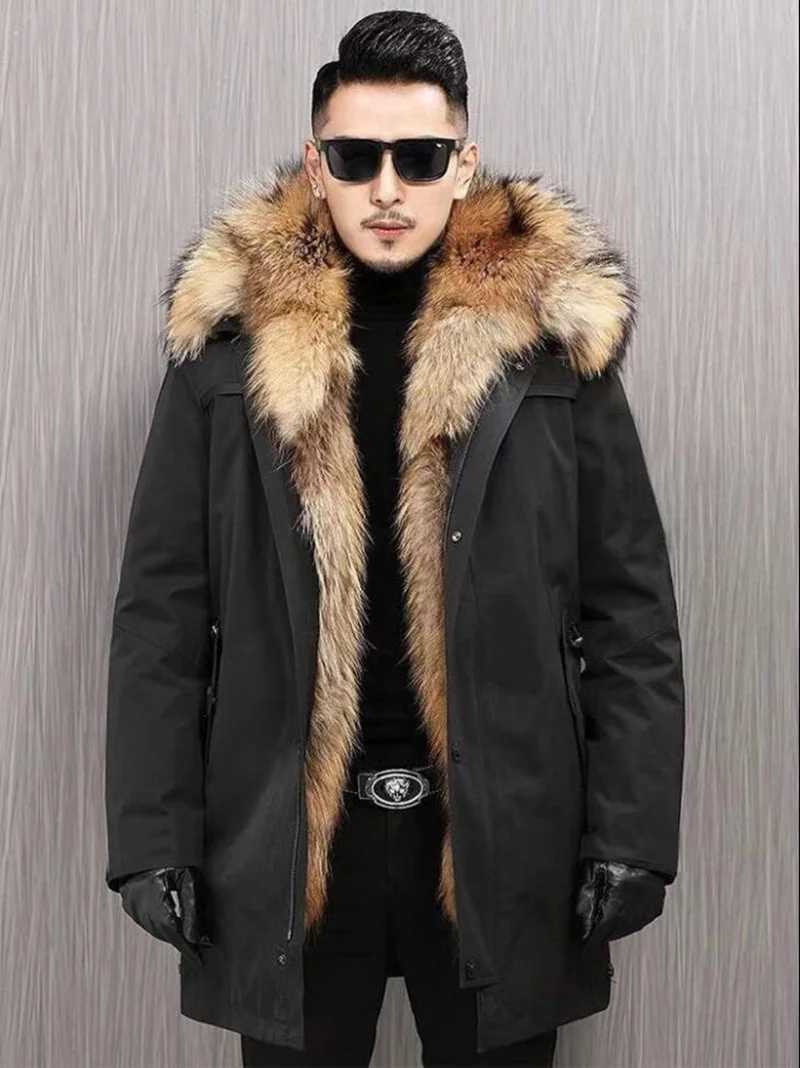 Down Long Waterproof Jackets faux Fur Coat For Man winter Jacket puffer jacket men 2023 Winter warm coats Men clothing LX241009