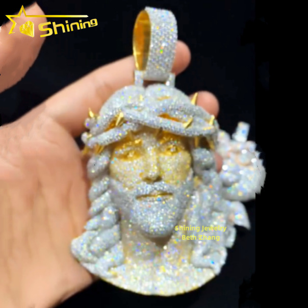 Custom Pendant Iced Out Hip Hop Jewelry Sier Moissanite Fashion Men Vvs Dia Jesus