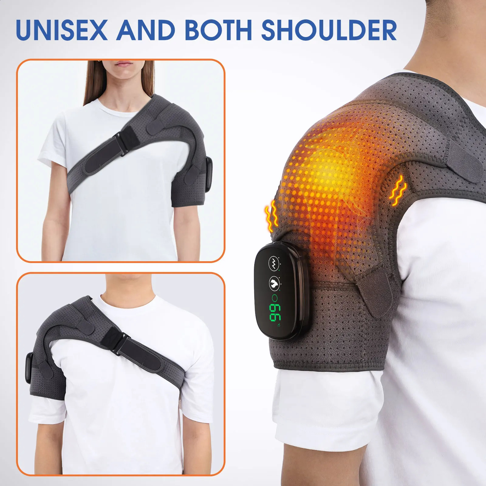 Electric heated shoulder massager vibration massage shoulder support belt arthritis pain relief physical belt 241008