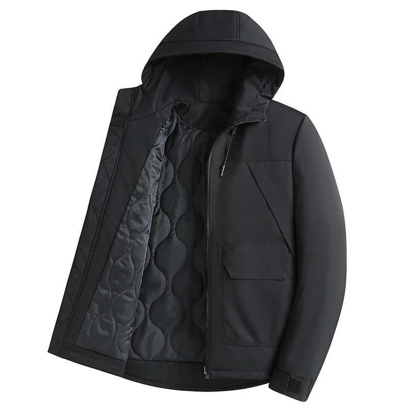 Casual 2024 Winter Mens Oversized Hooded Cotton-Padded Jackets Solid Windproof Thicken Warm Parkas Outdoor Wear Loose Down Coat LX241009