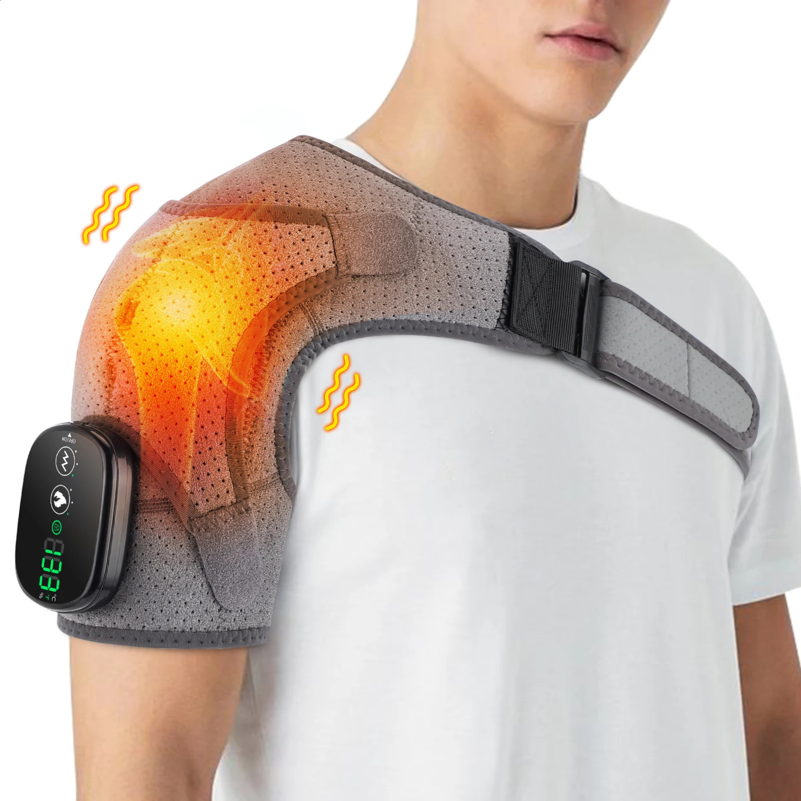 Electric heated shoulder massage pad with 3-speed adjustable heating and shoulder support portable relaxation shoulder and neck massage belt 241008