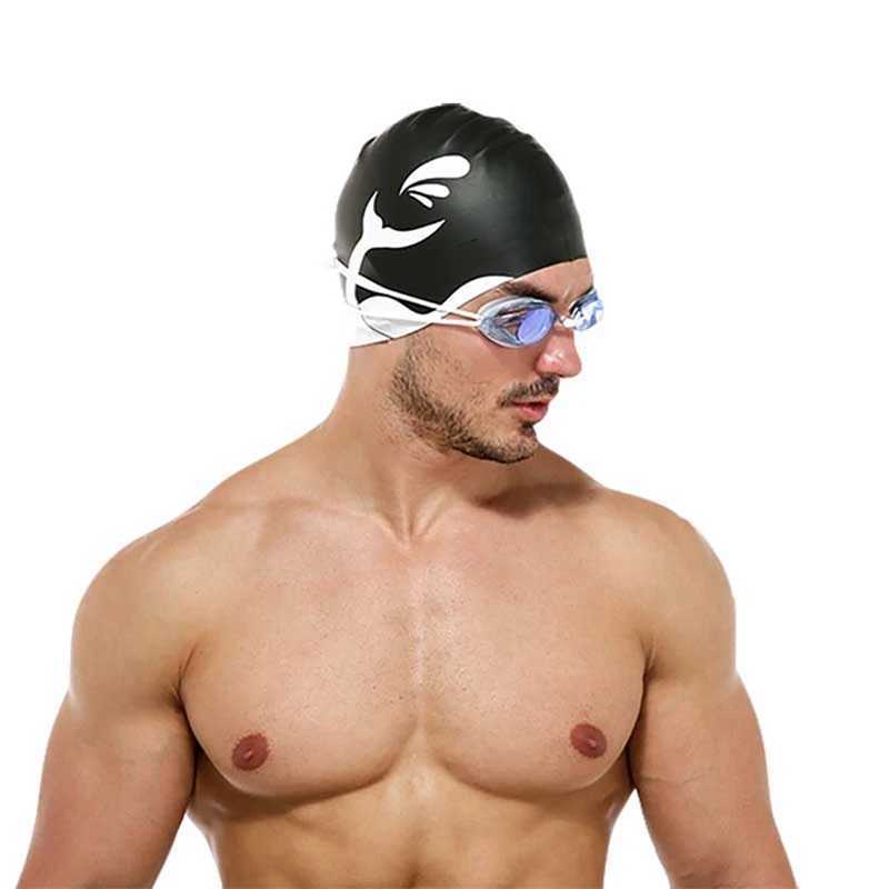 New elastic waterproof PU fabric protects ears long hair sports swimming pool cap adult swimming cap CL241009