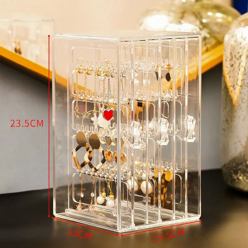 Plastic jewelry box storage womens velvet drawer jewelry organizer box necklace bracelet earring transparent display rack 240924