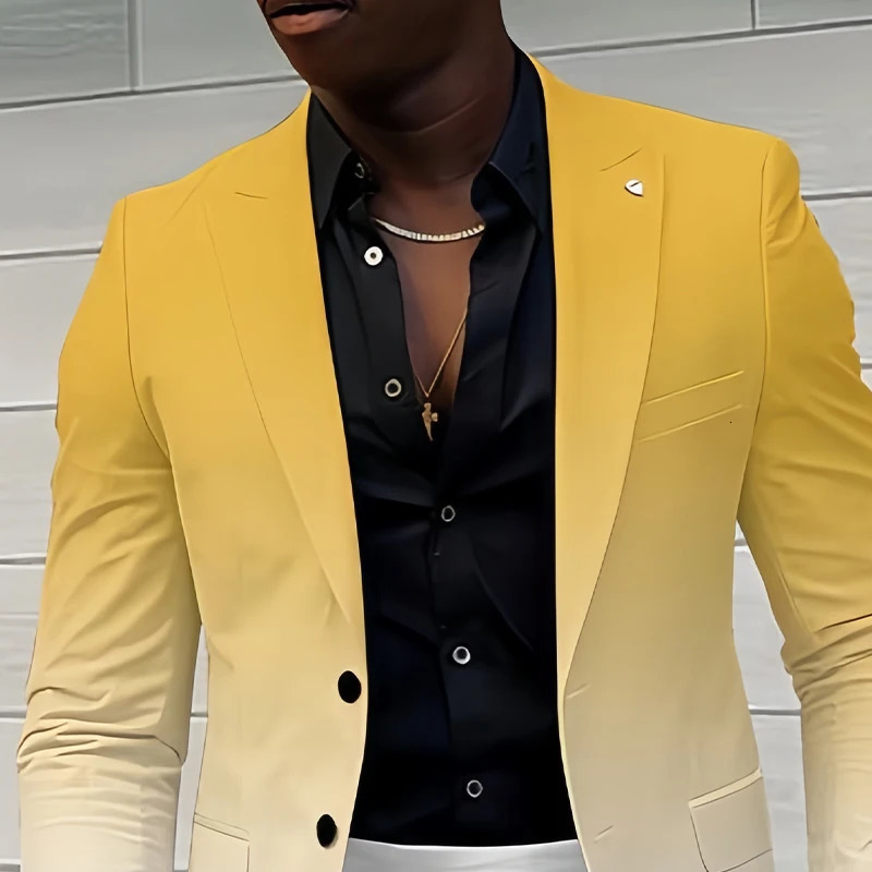 Men Spring Autumn British Style Suit Casual Gradient with Mens Long Pants for Trendy Fashion Clothing 2024 241009