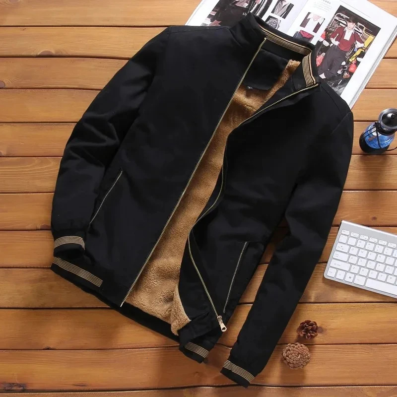 Autumn and winter mens casual fashion warm and thick anti cold large zipper pad baseball jacket 241009