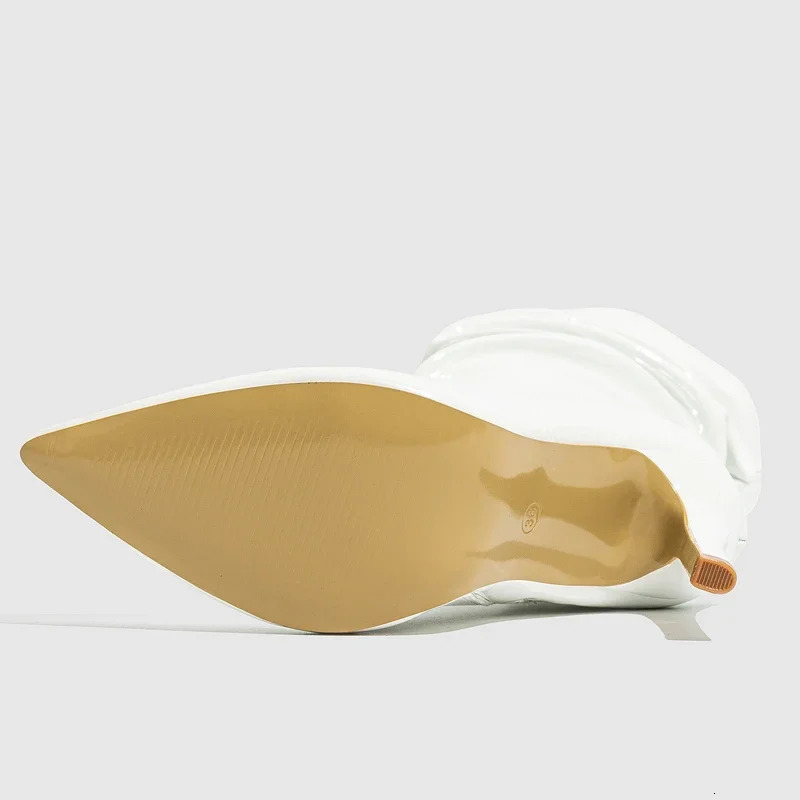 Eilyken sexy patent leather thin high heels womens ankle boots pleated zipper short boots sneakers 241007