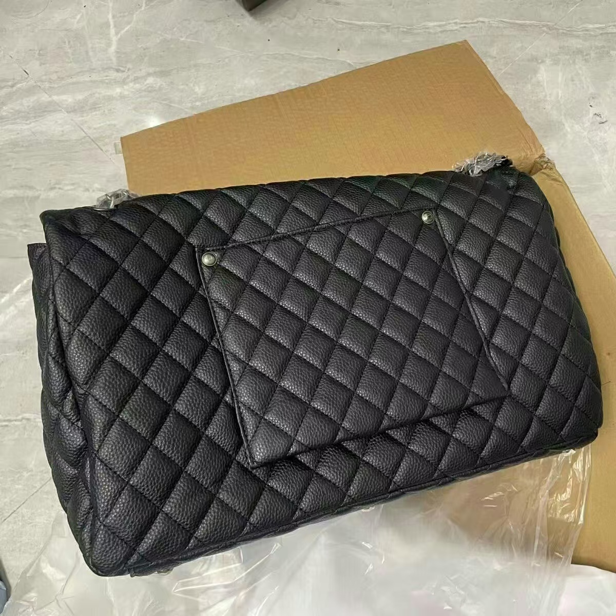46Cm 40Cm Airpot Shopping Caviar Leather Large Shoulder Designer Tote Womens Handbags Black Crossbody Bag Soft Travel Bags B2
