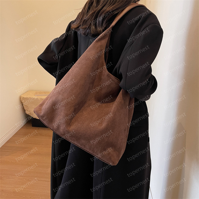 Suede Tote Bags for Women 2024 - Casual Vintage Handbags, Large Shoulder Bag