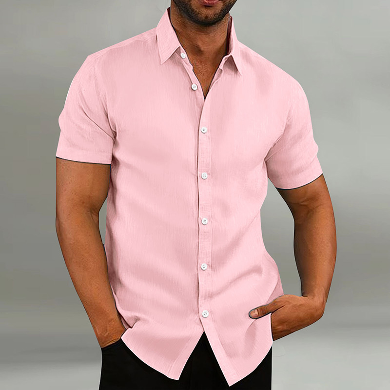 New men's retro cotton linen loose short sleeve shirt mens shirts Business blouse summer short sleeve Turn-Down Collar Man Casual fashion formal 