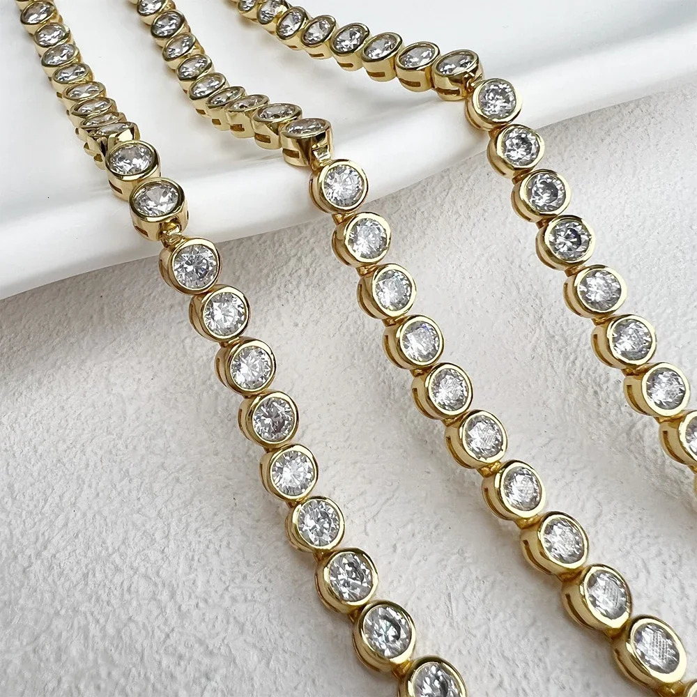 23mm Gra certified womens tennis bracelet 925 sterling silver round bubble border set diamond 240912