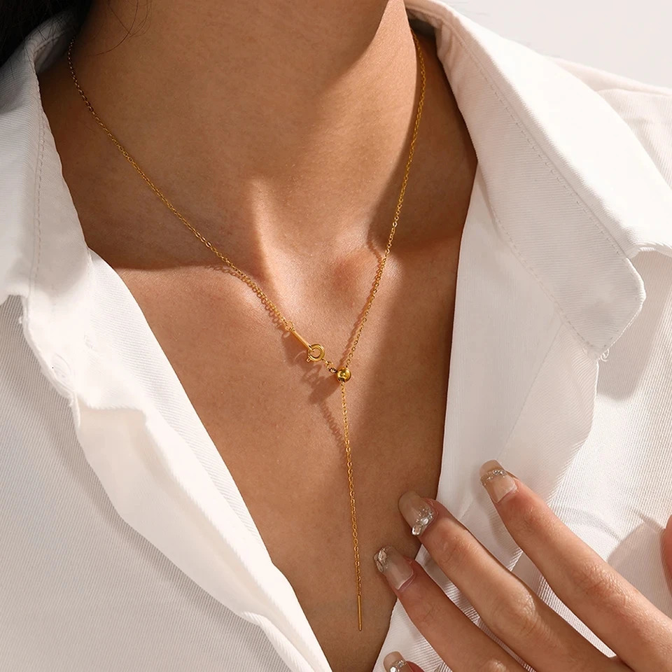 Visunion 10 piece long pendant necklace stainless steel Dainty chain necklace 240929