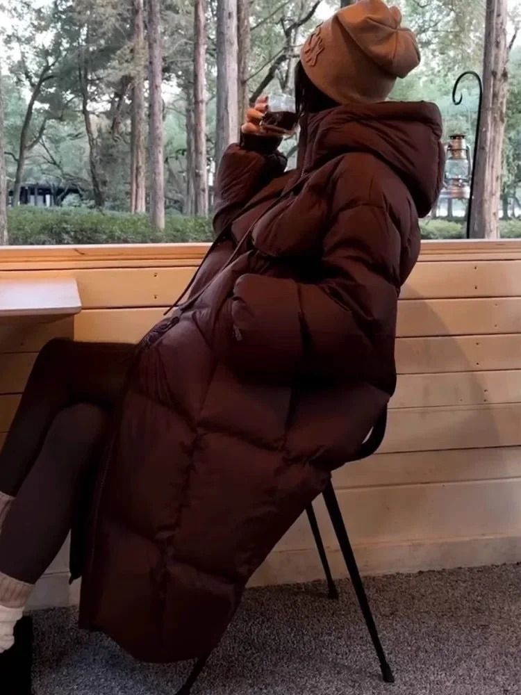 Winter Korean version thick white duck down duvet cover for women loose jacket above the knee trendy 241007