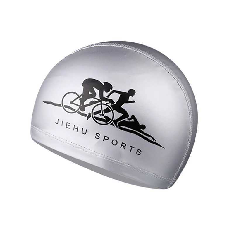 New elastic waterproof PU fabric protects ears long hair sports swimming pool cap adult swimming cap CL241009