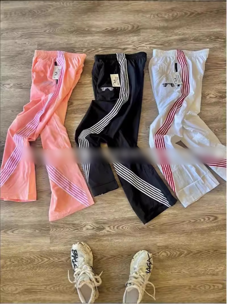 Men's Pants Unisex Black Track Pants with White Stripes for Sports and Casual Wear Y2K