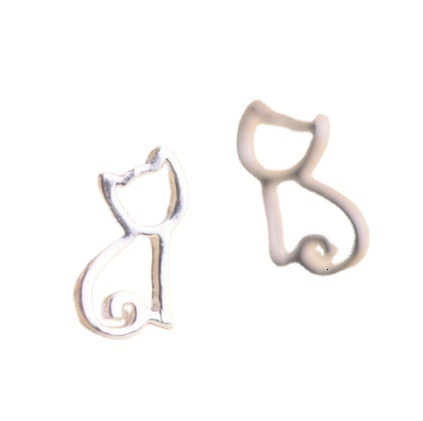 Kitten Sier Needle Earstuds for Women, Cute New Hollow Cat Cartoon Earrings