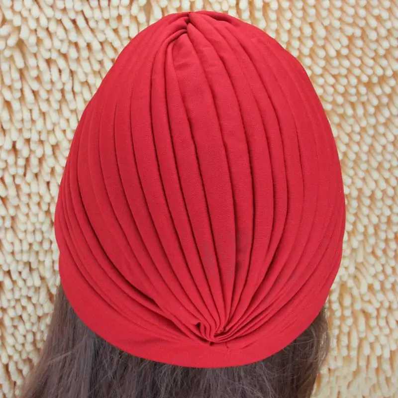Womens swimming pool shower cap protection long hair ear headband pleated fabric headband yoga hat multi-color headband CL241009