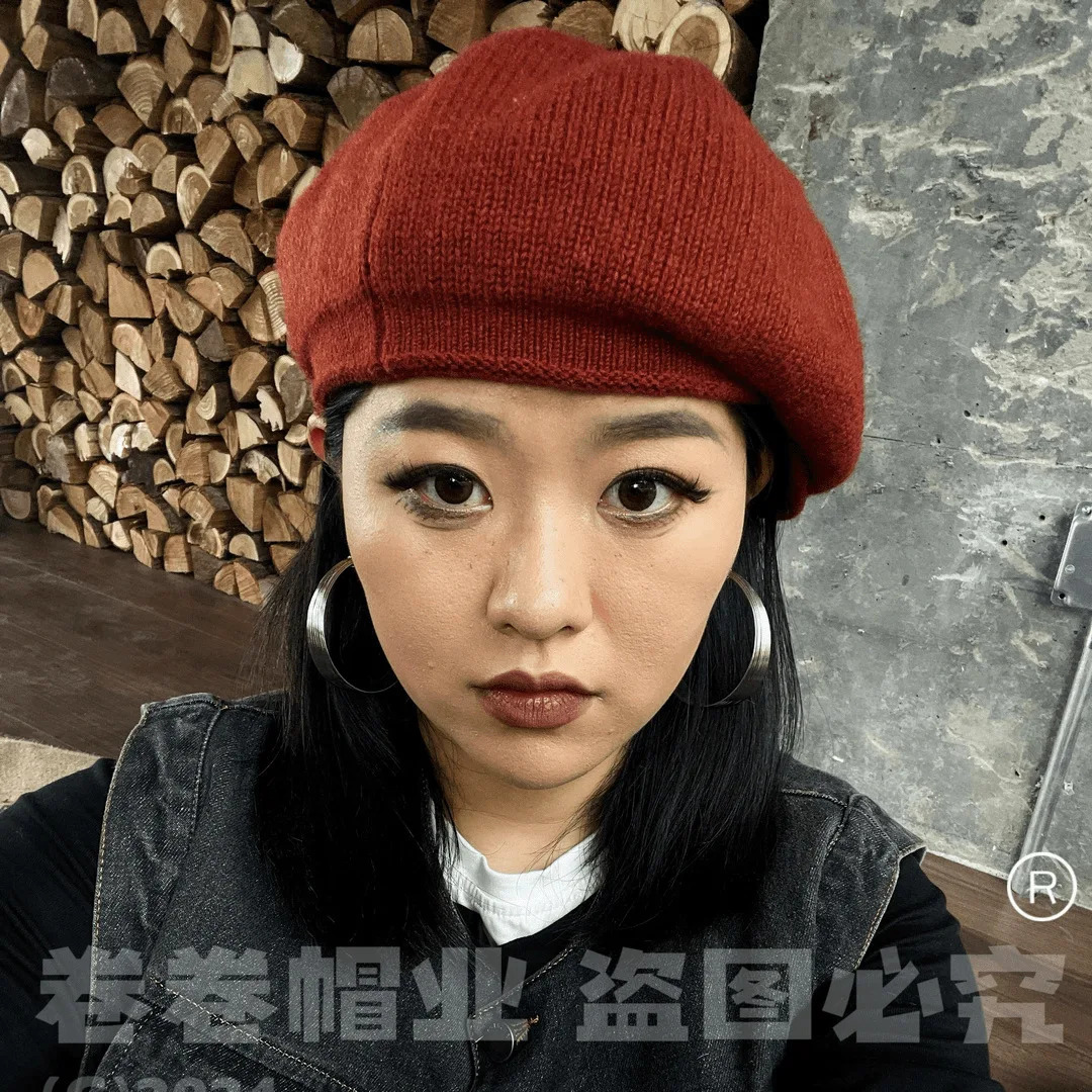 XXL Big Head Size 56-63cm Street Retro Forward Hat UK Beret Fashion Knitted Look Small Face Hat Y2k 241007