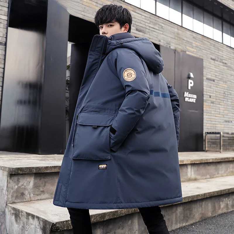 Grey Duck Down Jacket Mens Clothing Midi Long Puffer Jackets for Man Thick Winter Coat Male Outerwears LX241009