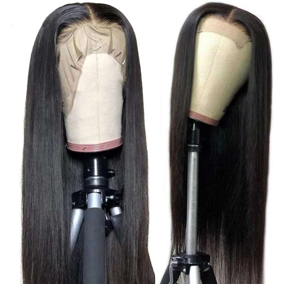 Front black long straight hair headband, lace wig