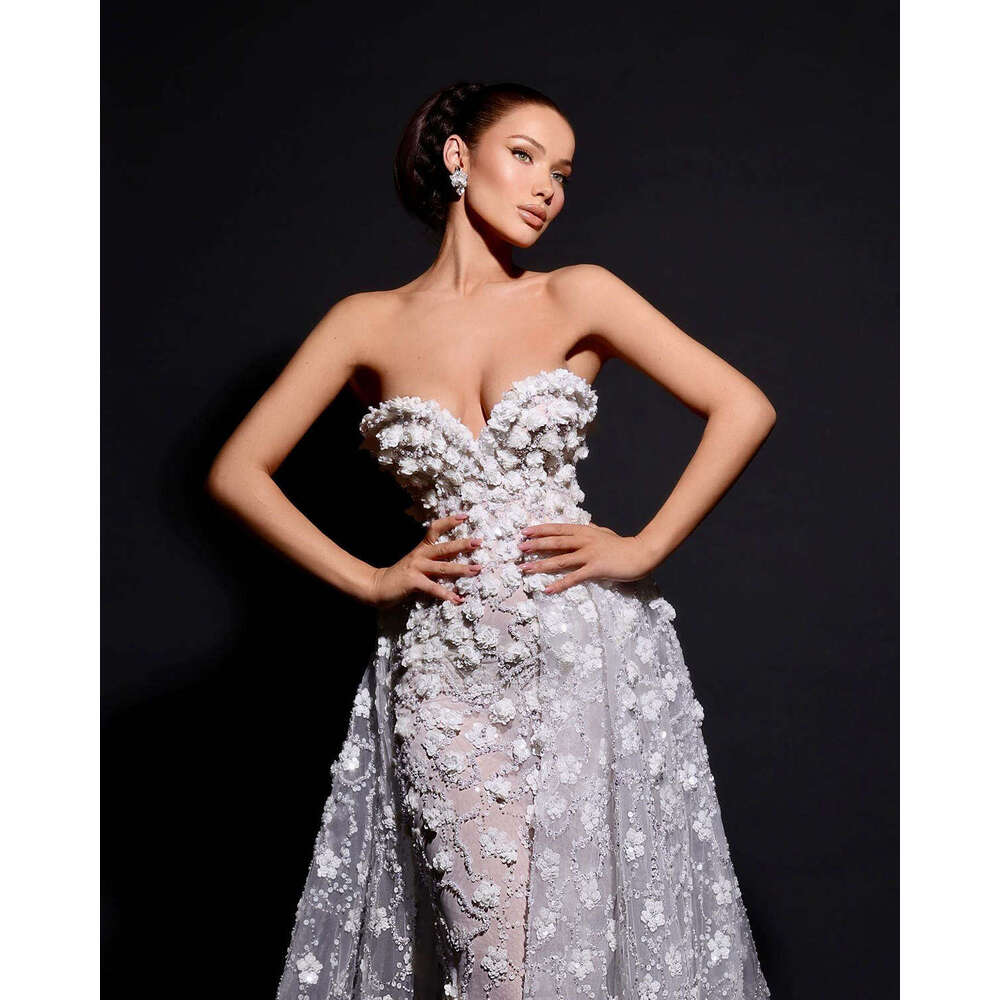 Elegant Wedding Dress Mermaid Strapless Appliques Detachable Train or Length Princess Bride Vestido De Noiva Custom Made