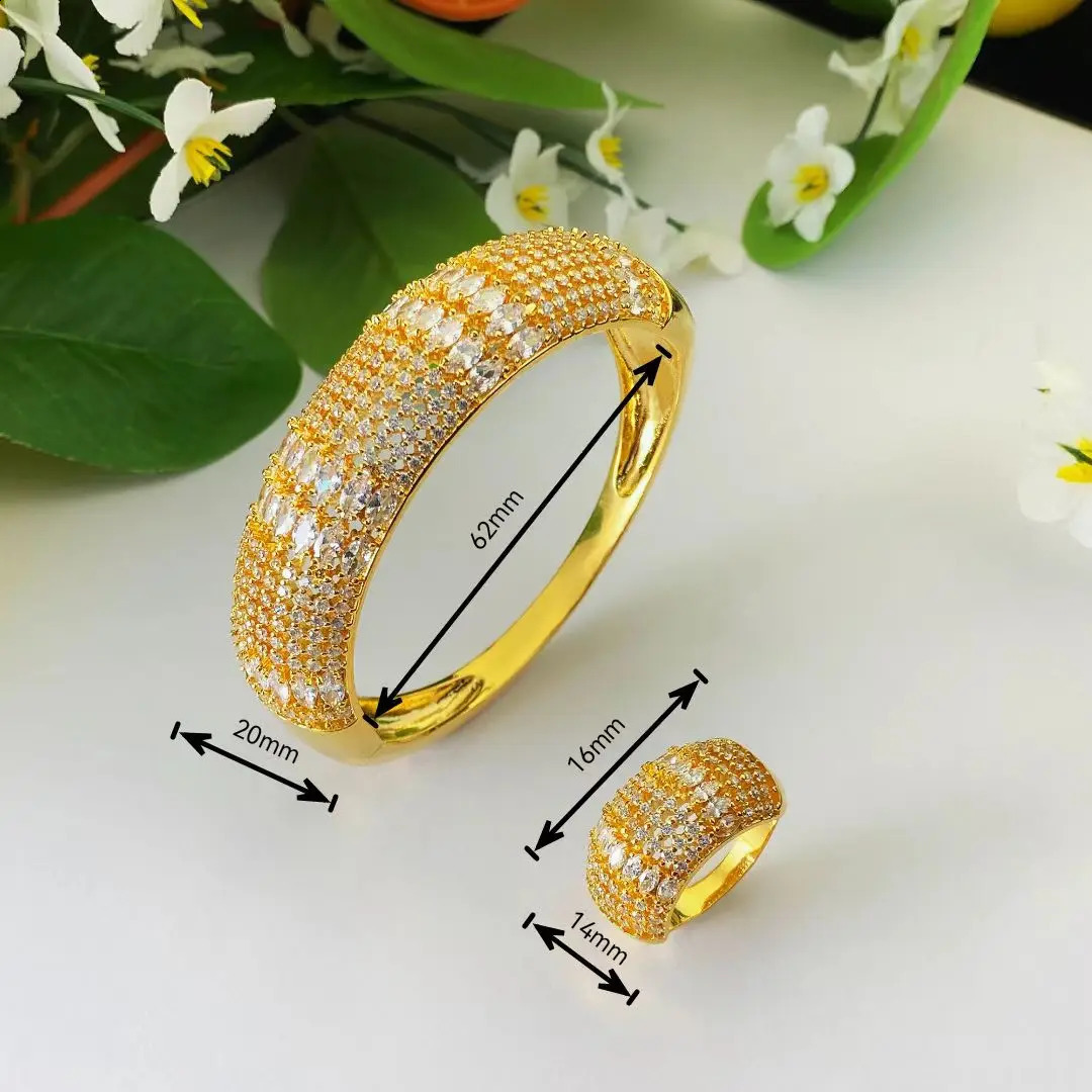 HY Classic 3-Color Womens Bracelet Ring Wedding Party Zircon Crystal Engagement Dubai Bridal Jewelry Wedding Anniversary Gift 240925