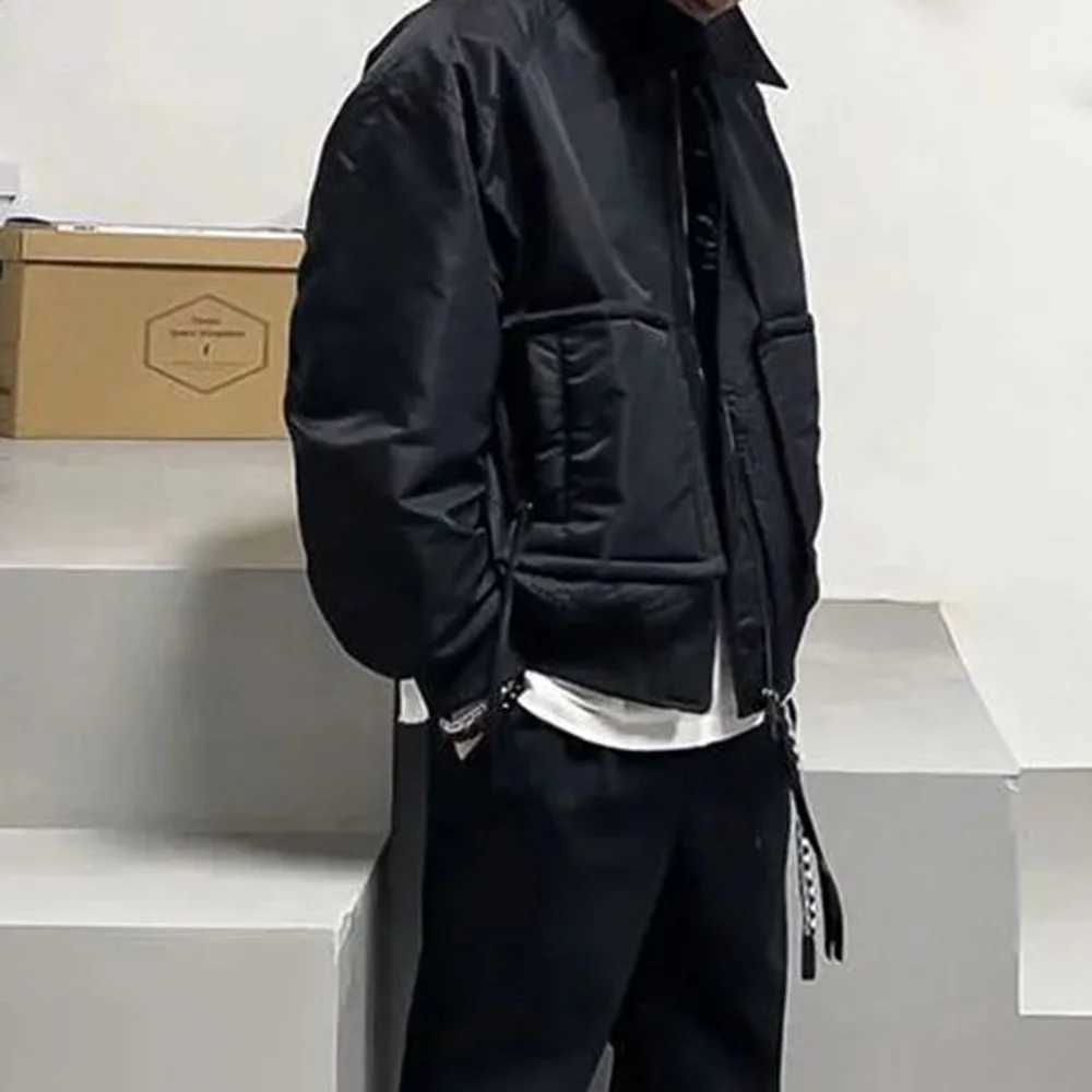 Mens Loose Down Jackets 2023 Autumn Winter New Trendy Warm Comfortable Versatile Stand-Up Collar Thickened Workwear Cotton Coats LX241009