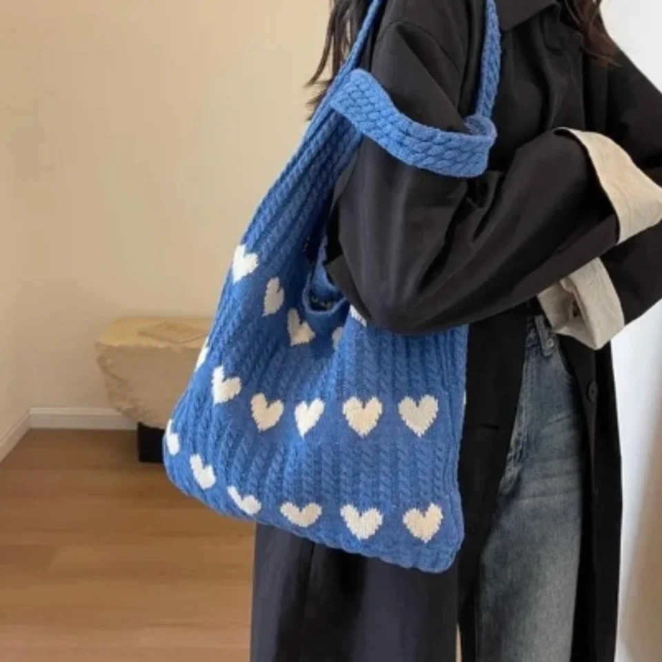 Large capacity knitted handbag casual hollow womens shoulder bag handbag womens handbag 241008