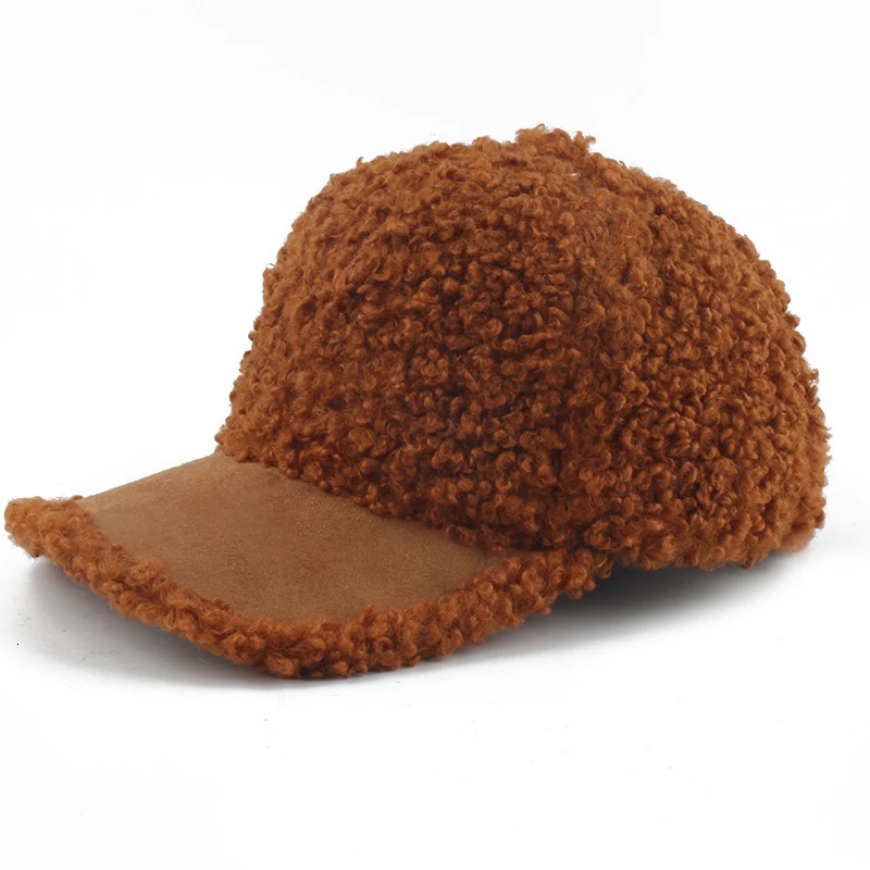 Winter Hat Cashmere Baseball Womens Solid Hip Hop Snap Cap Outdoor Adjustable Warm Sun 241009
